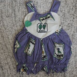 Vintage Bravo! Canada Baby Romper | Basil Print | Purple | 12M